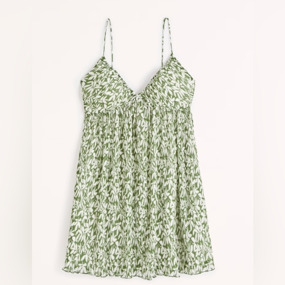 Abercrombie Plisse Ruched Babydoll Mini Dress